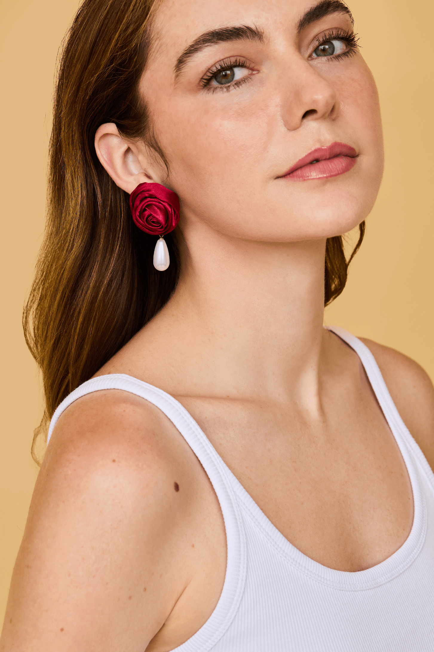 Rosette Pearl Drop Earring