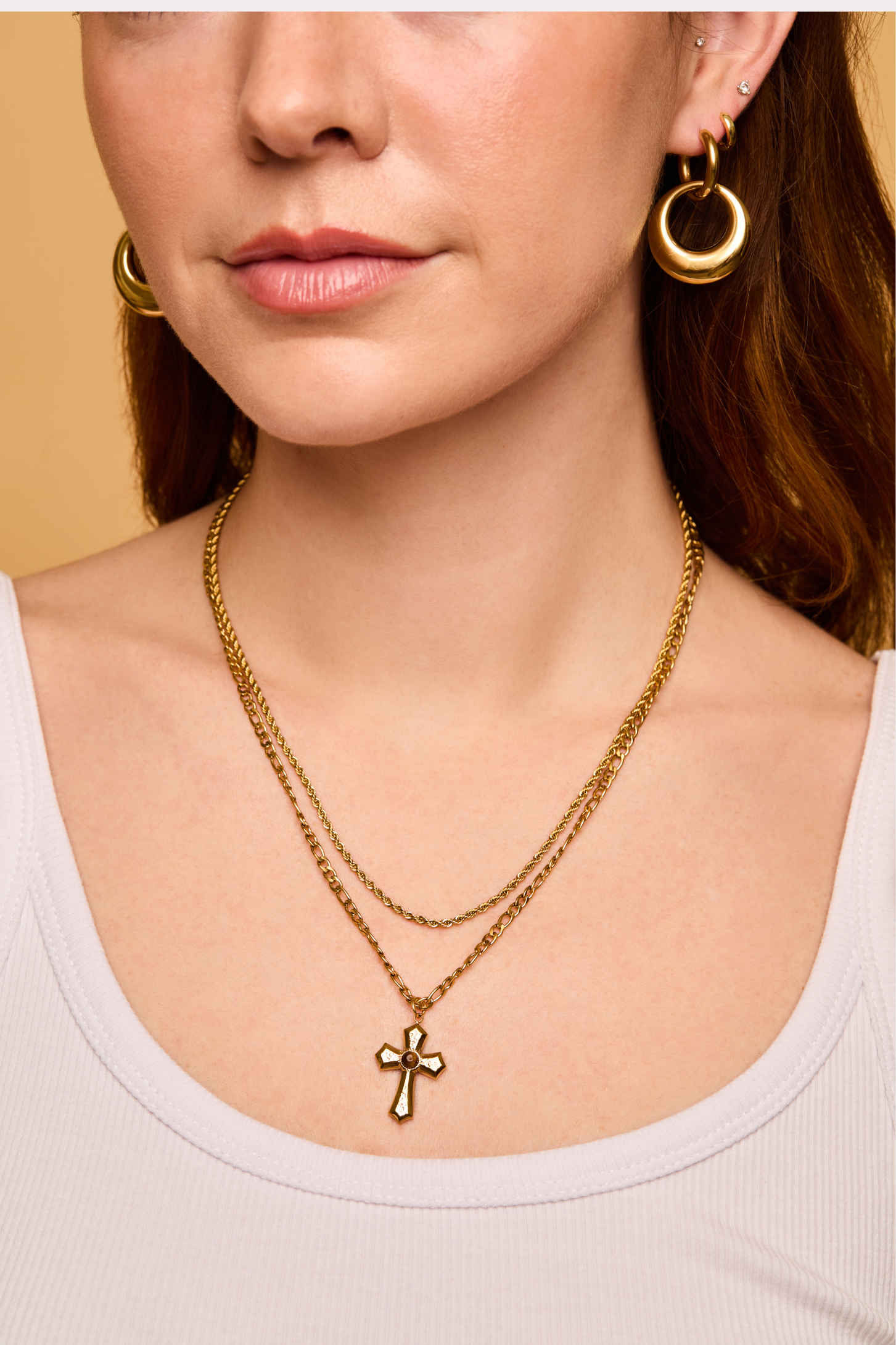 Cross Pendant Layered Necklace