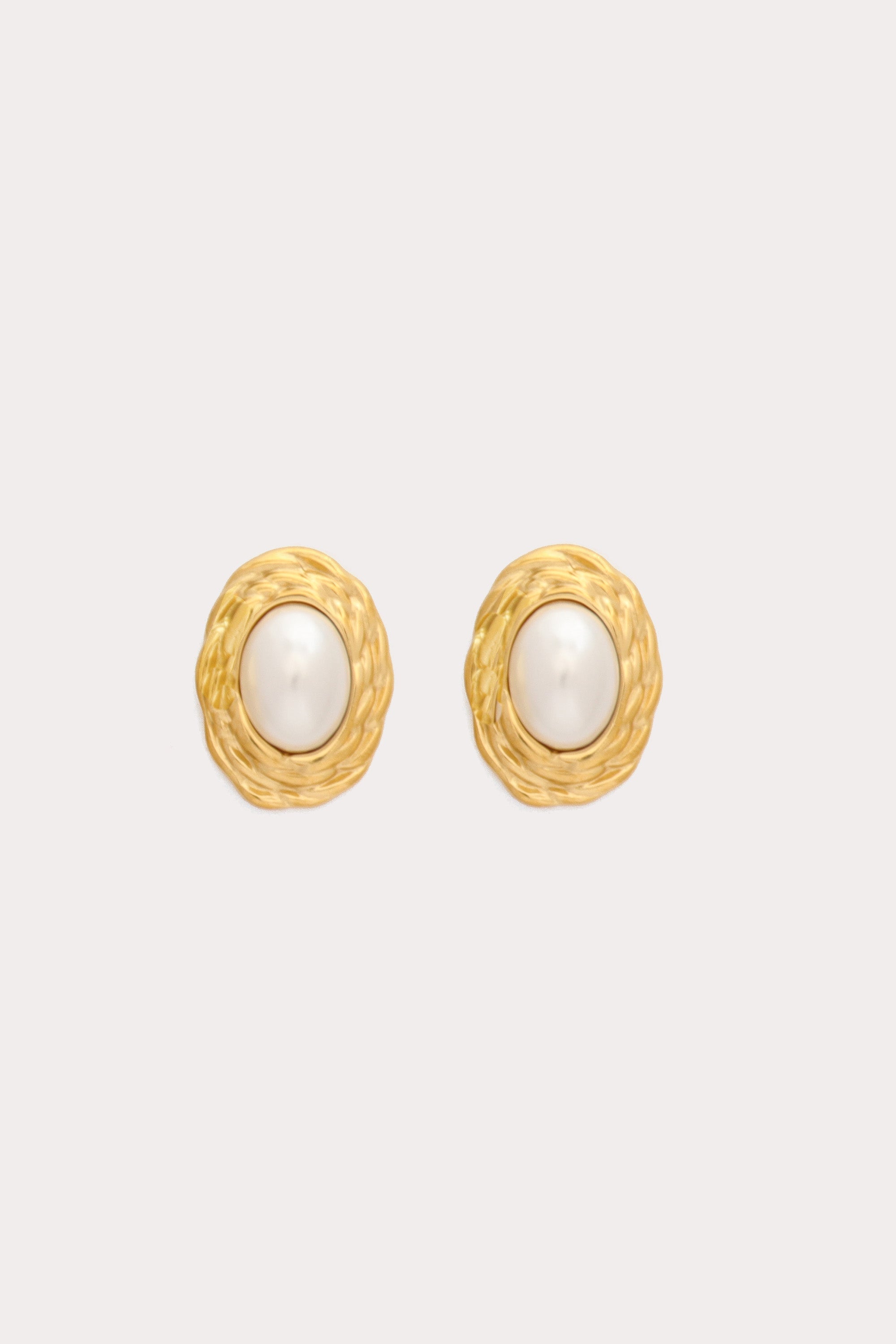 Oval Pearl Stud Earrings